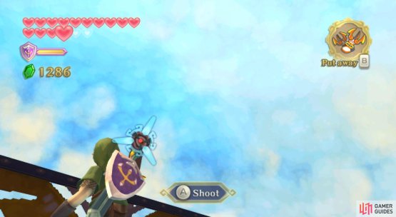 At the stern of the ship, use the Clawshots to reach the very back of the ship.