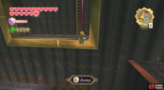 After going past the first set of pistons, use the whip to swing to this ledge.