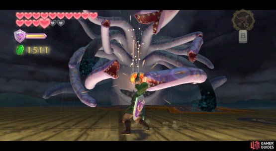 Keep swinging your sword until the attack stops.