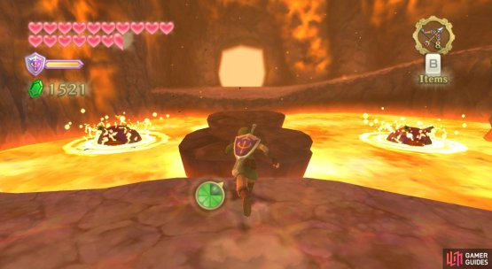 After jumping across the platforms, go through the exit ahead.