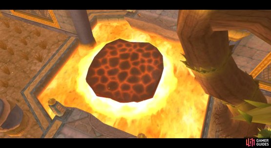 Knock the spiky plants into the lava to create a temporary platform.