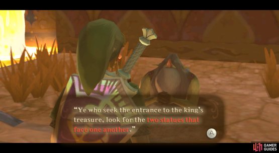 The legend speaks of two statues facing each other.
