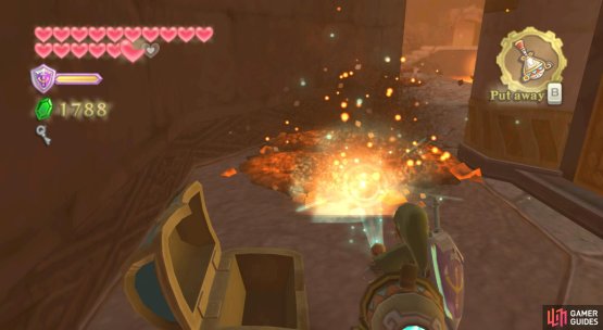 Use the Gust Bellows to cool down the molten rock.