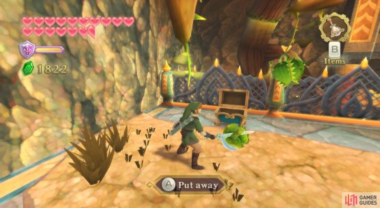 Thrust your sword to grab a spiky plant.