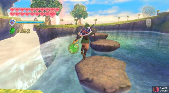 Leap across the rocks to get across the river, like you did during the trial.