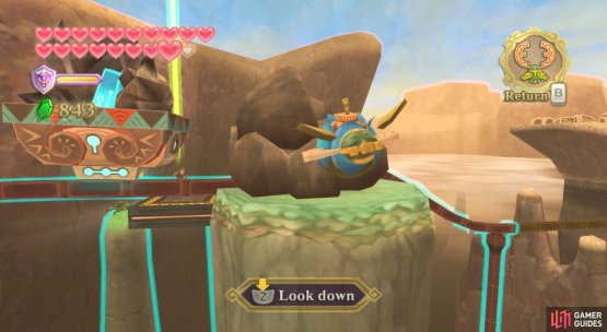 Then turn around and detonate the boulders blocking the mine cart.