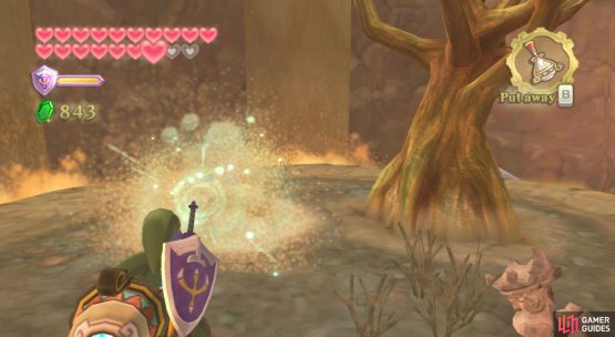 Blow away the sand mound using the Gust Bellows to reveal a second Timeshift Stone.