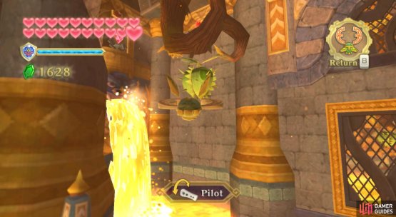 As you begin to reach the end of the path, hit the water plant above the adjacent lane and then jump across to the new platform.
