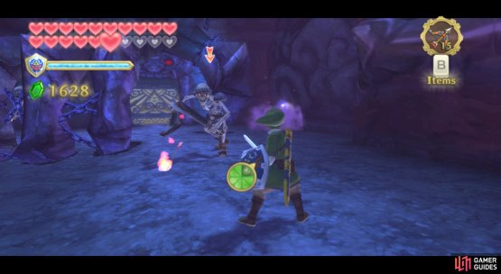 Once the coast looks clear, take on the Stalfos in hand-to-hand combat.