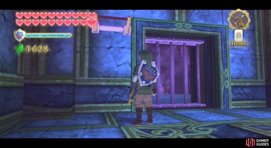 After obtaining the Triforce segment, pull the wall switch to create a shortcut back to the entrance.
