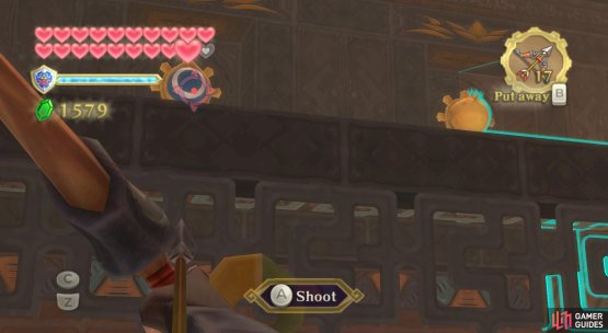 As the Timeshift Orb travels on the belt, shoot all the eye switches that appear above it.