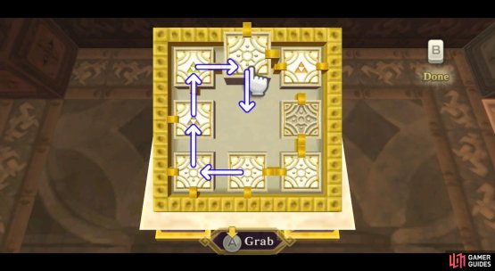 Beginning with the top-center room and ending with the bottom-center room, rotate the rooms clockwise.