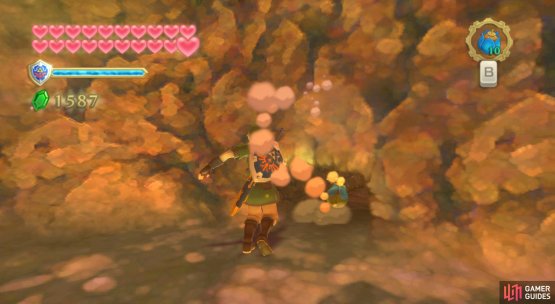 After emerging to the left, roll a Bomb back into the tunnel to blow up the rubble further in.