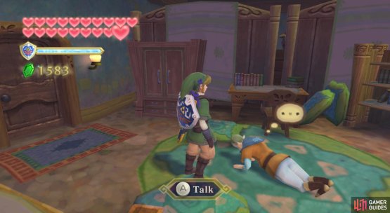 Sleep until nighttime and then visit Fledge in his room at the Knight Academy.