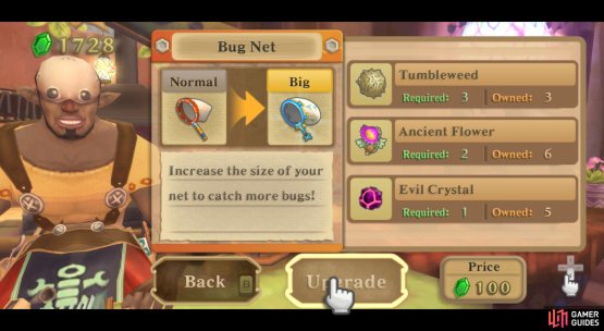 Tumbleweed can be found rolling around Lanayru Desert; use the Bug Net to grab them!