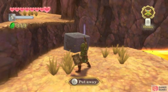 Goddess Chest: Towards the left when first arriving at Eldin Volcano.
