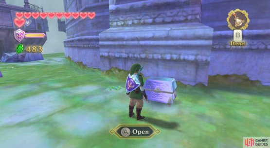 Check out the left side of the tower to find this chest.