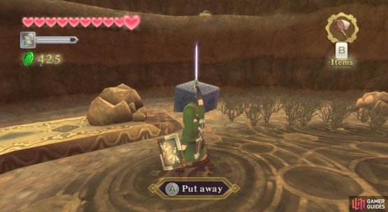 Turn around to find a Goddess Cube right off the bat.