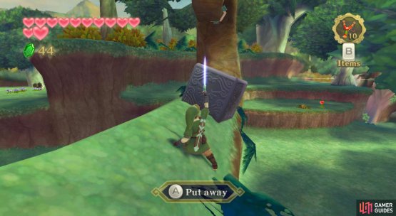 Goddess Cube: When emerging outside the Great Tree the second time, drop down to the grassy archway to the right of the alcoves.