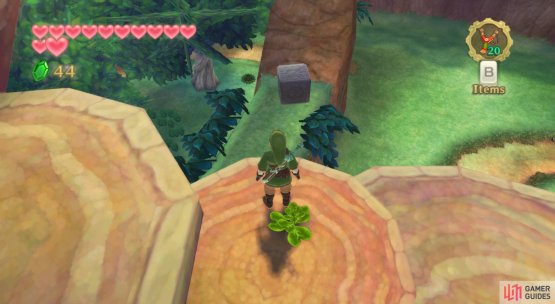 Where you come outside the Great Tree the first time, go up the stairway of ledges then look right.