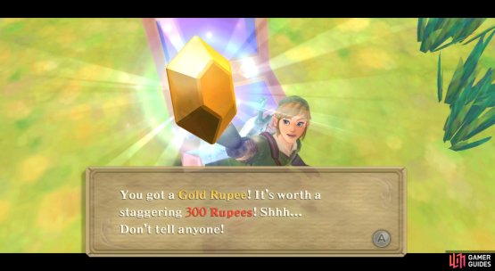 This chest contains a Gold Rupee. Yeehaw!