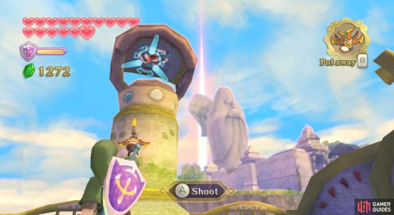Remember when you went looking for Mia near the start of the game? Turn around and use the Clawshots at the chimney.