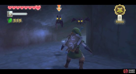 A swarm of Keese in the Waterfall Cave.
