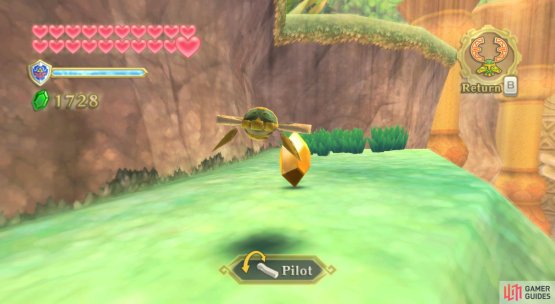 Besides finding a Goddess Cube, turn around and there&rsquo;s a Gold Rupee you can pick up with the Beetle.