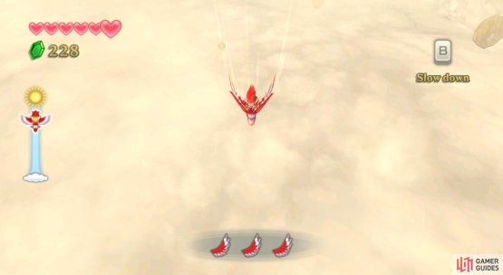 Tilt down to descend and gain speed.