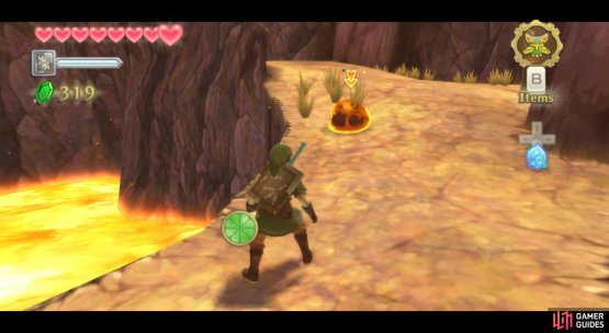 A Red Chuchu wobbling about in Eldin Volcano.