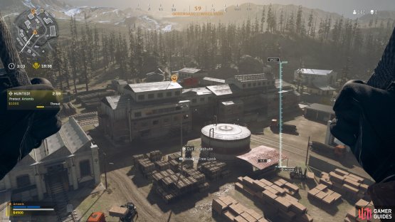 and sit up on the roof of the factory to get an overlook of the area
