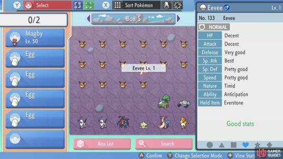 This is our Eevee with the desired Nature and one perfect IV.