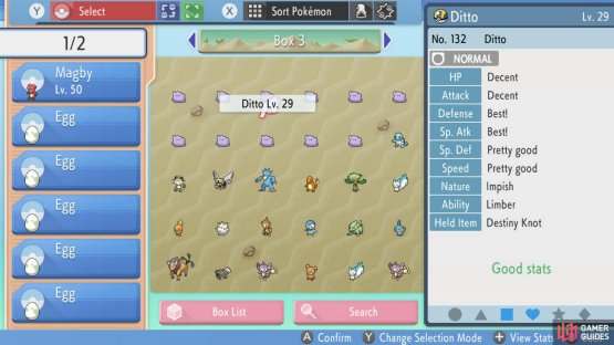 We&rsquo;ll breed it with this Ditto that has a different perfect IV (Defense).