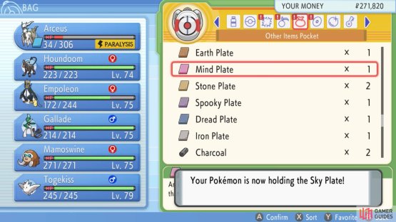 Give Arceus one of the Plate items found in the Grand Underground.