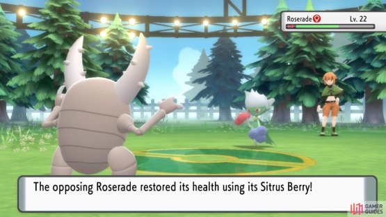 Roserade’s Sitrus Berry will restore some HP when low.