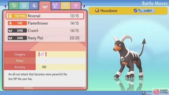 Here, we found Houndoom with Feint and Reversal.