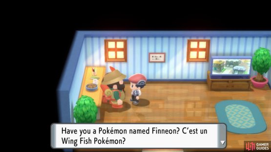 This hiker living on Route 226 will trade a Magikarp for your Finneon.