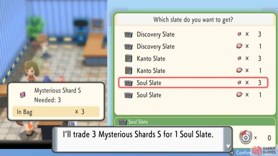 The bottom vendor in the gatehouse lets you exchange Mysterious Shards for various Slates.