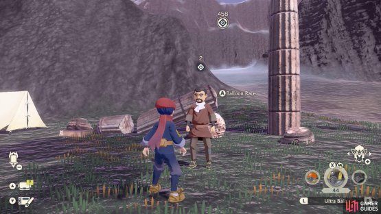 The Balloon Race man can be found at the Summit Camp.
