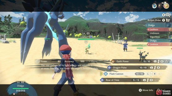 Leafeon is much higher level than the other two, so prioritize defeating it first.