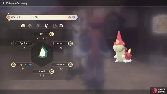 Here&rsquo;s our amazing Wurmple. Ignore the max Defense.