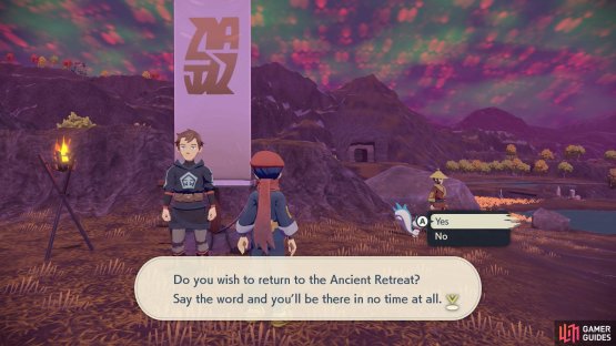 Speak to one of these Diamond or Pearl members to return to the Ancient Retreat.