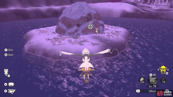 Use Sneasler to scale the mountains, then glide or swim to the middle island.