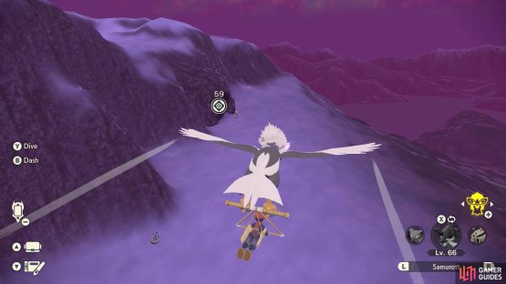 You can climb up nearby with Sneasler, then glide using Braviary.