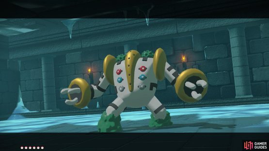Regigigas seems annoyed that you disturbed its slumber.