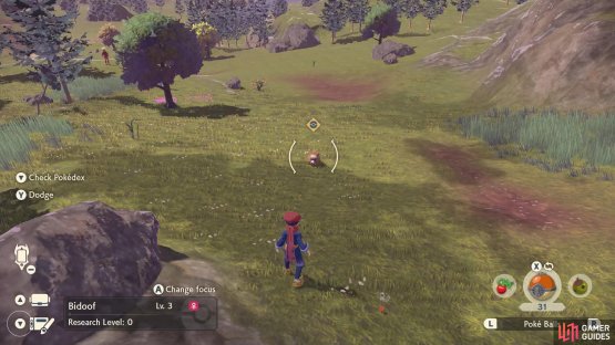 When focusing on a Pok&eacute;mon, press the Down button&hellip;