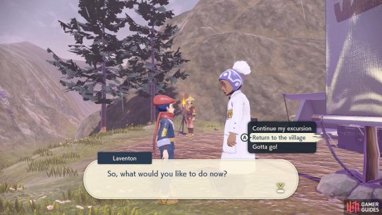 Either way, leave for Jubilife Village by approaching the exit or speaking to the Prof.