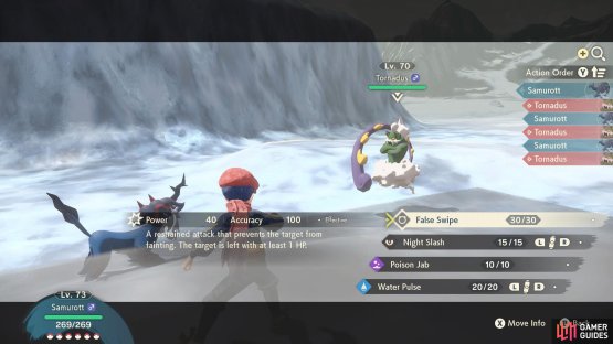 Whittle down Tornadus&rsquo;s HP with False Swipe.