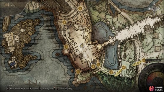 The location of the Festering Bloody Finger on the rooftops, overlooking the main courtyard.