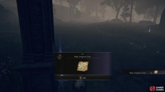 The East map fragment can be found beneath another statue along the road south of the Third Church of Marika.